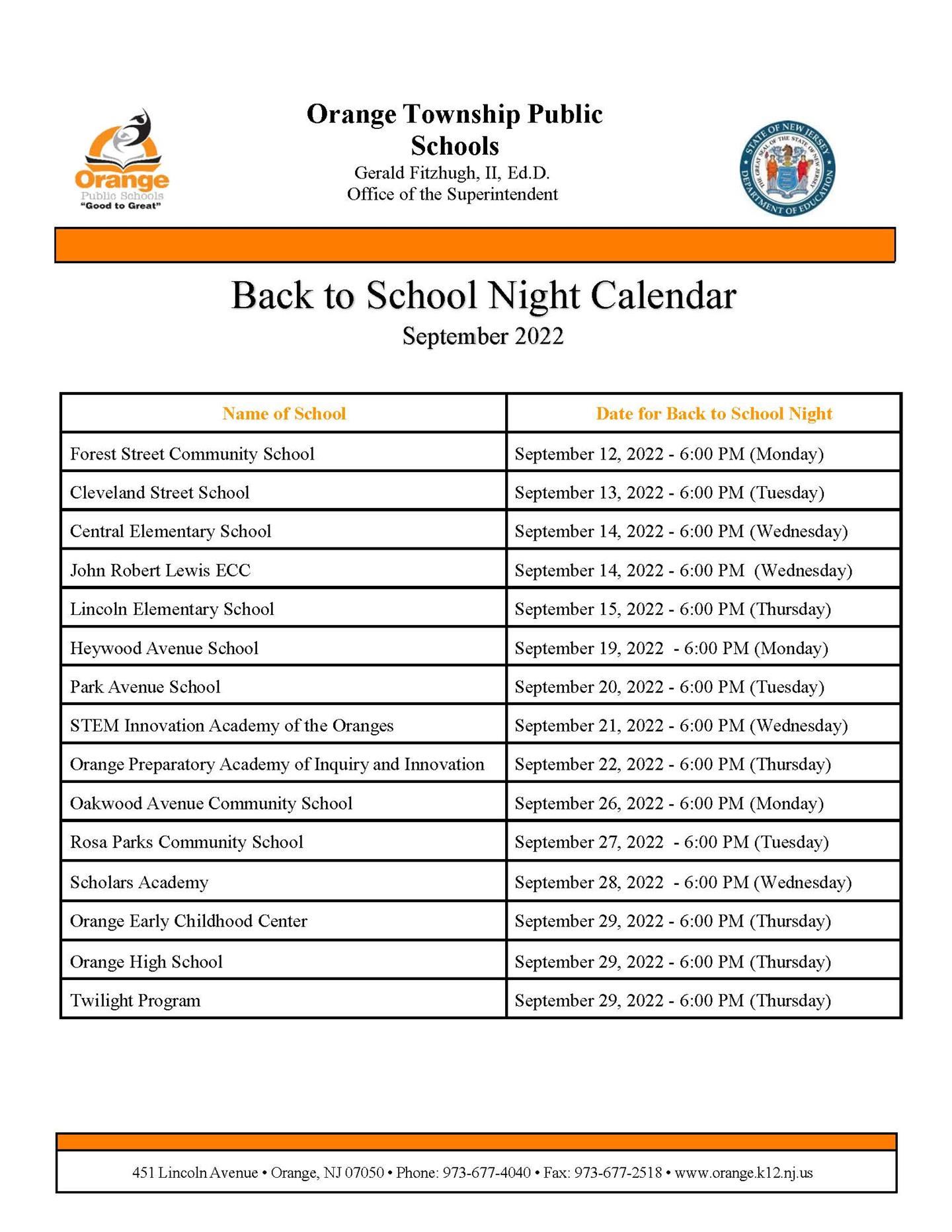 Back to School Night